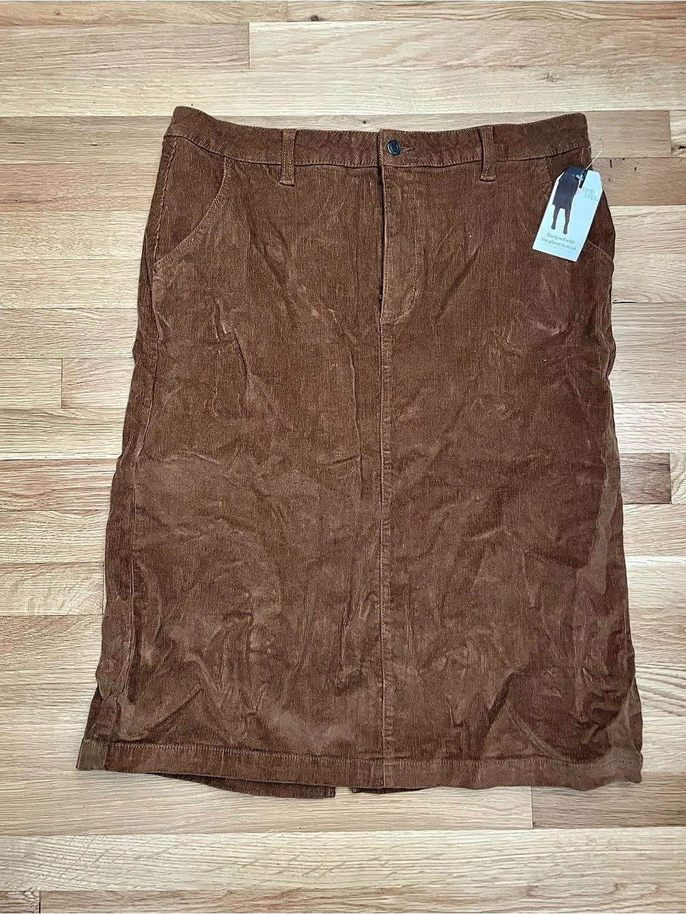 Time and Tru Midi Cord Skirt Women's Brown Size 18 NWT